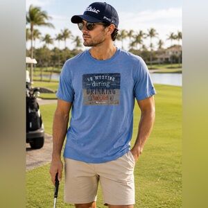 TravisMathew No Working During Drinking Hours Pima Cotton T-Shirt Men’s XL Blue